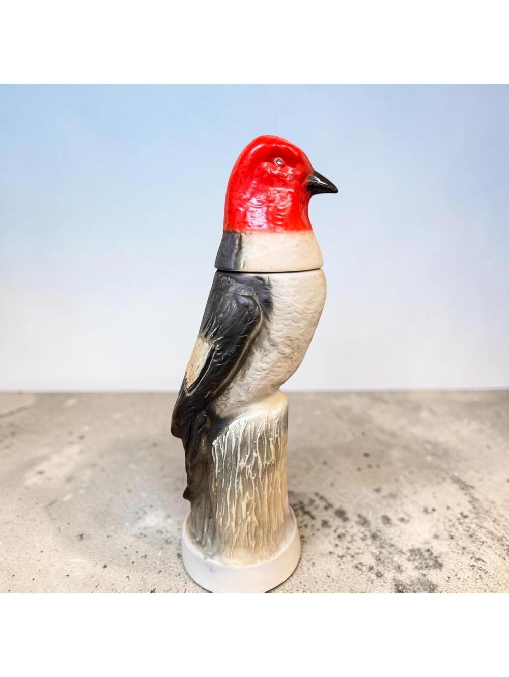 1969 Porcelain Jim Beam Red Headed Wood Pecker Collectors Decanter